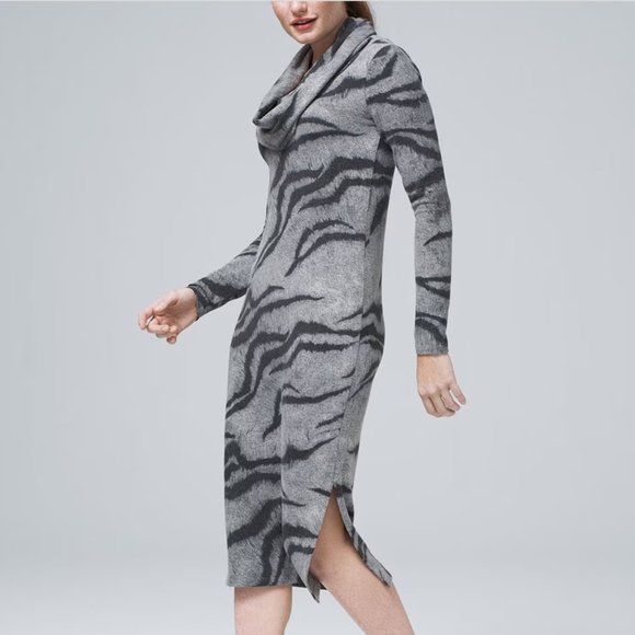 White House Black Market Dresses & Skirts - WHBM Tiger-Print Cozy Sweater Dress Size M
